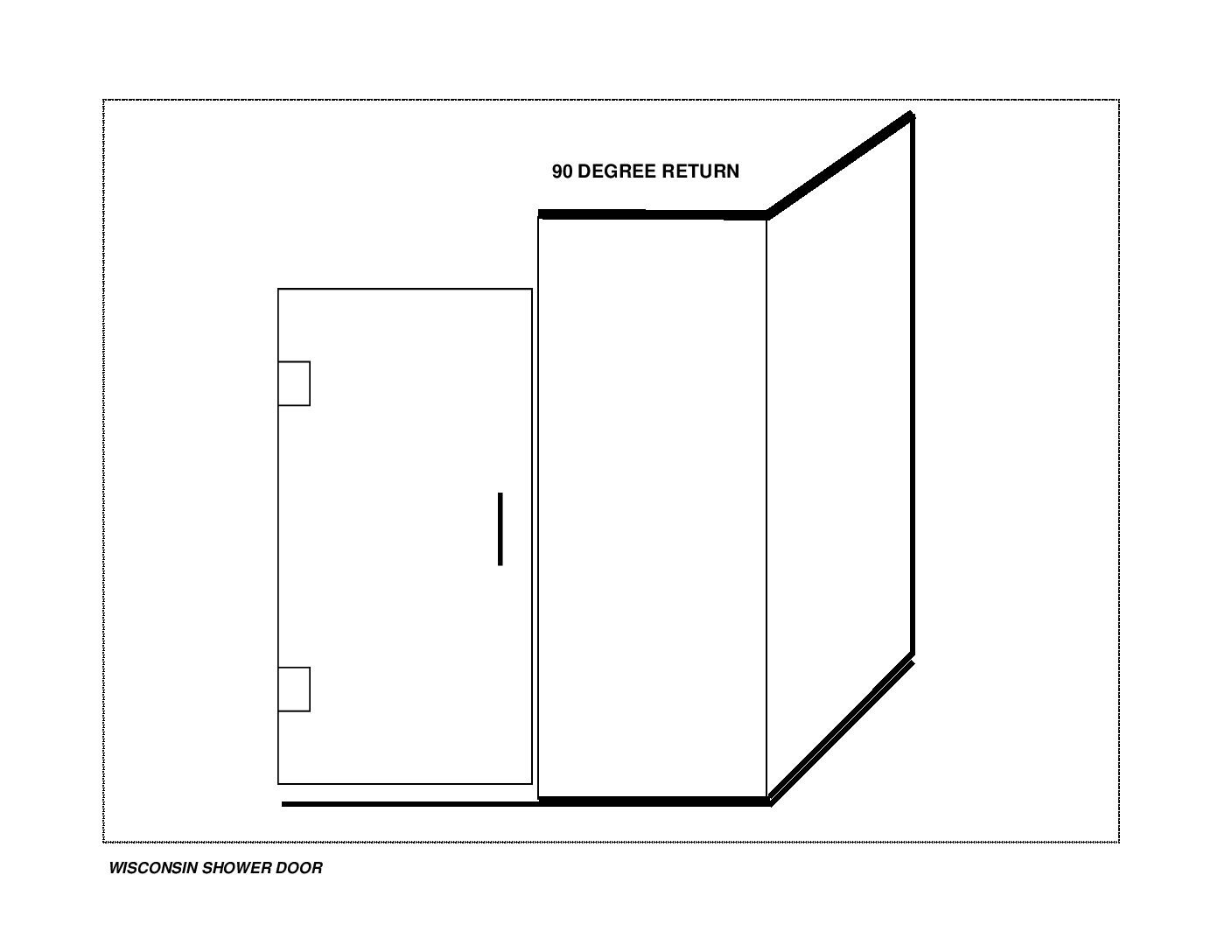 Shower door enclosure Door (HL), Panel-to-Ceiling and Return w/Header & Curb