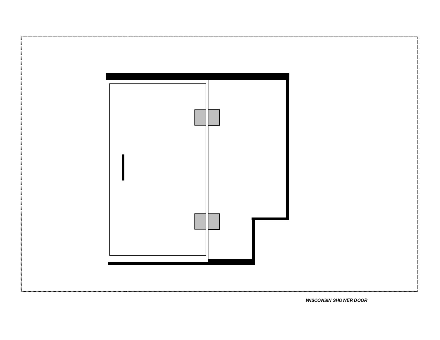 Shower door enclosure Door (HR) and Notched Panel w/Header & Curb