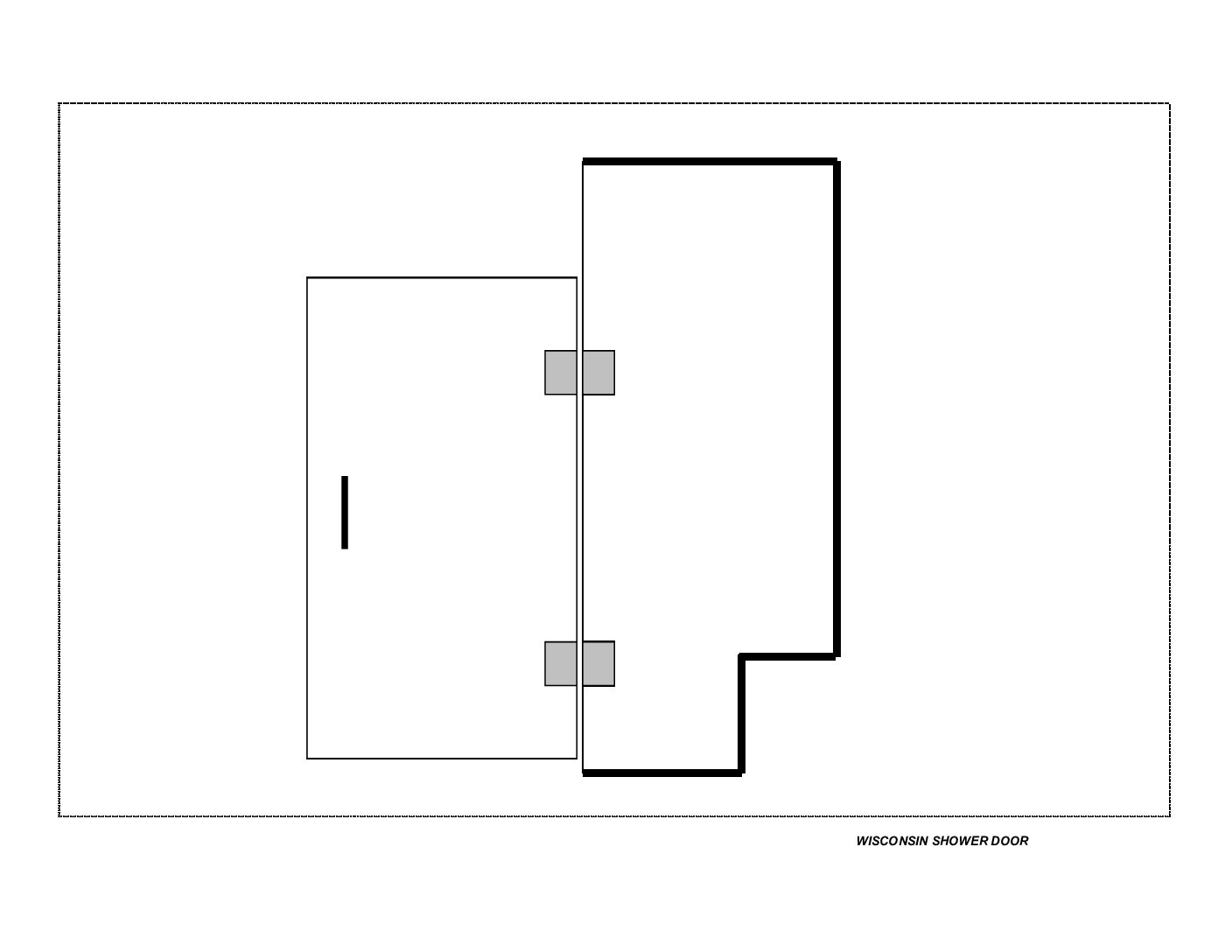 Shower door enclosure Door (HR) and Notched Panel-to-Ceiling
