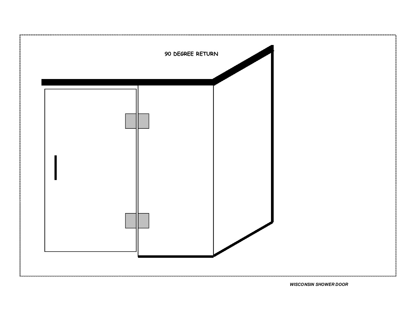 Shower door enclosure Door (HR), Panel and Return w/Header