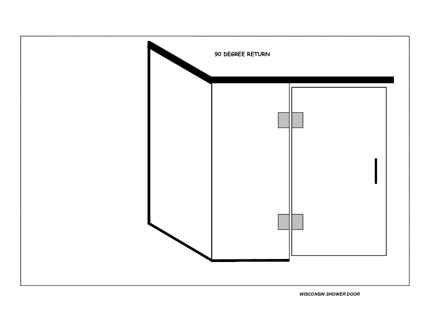 Shower door enclosure Return, Panel and Door (HL) w/Header