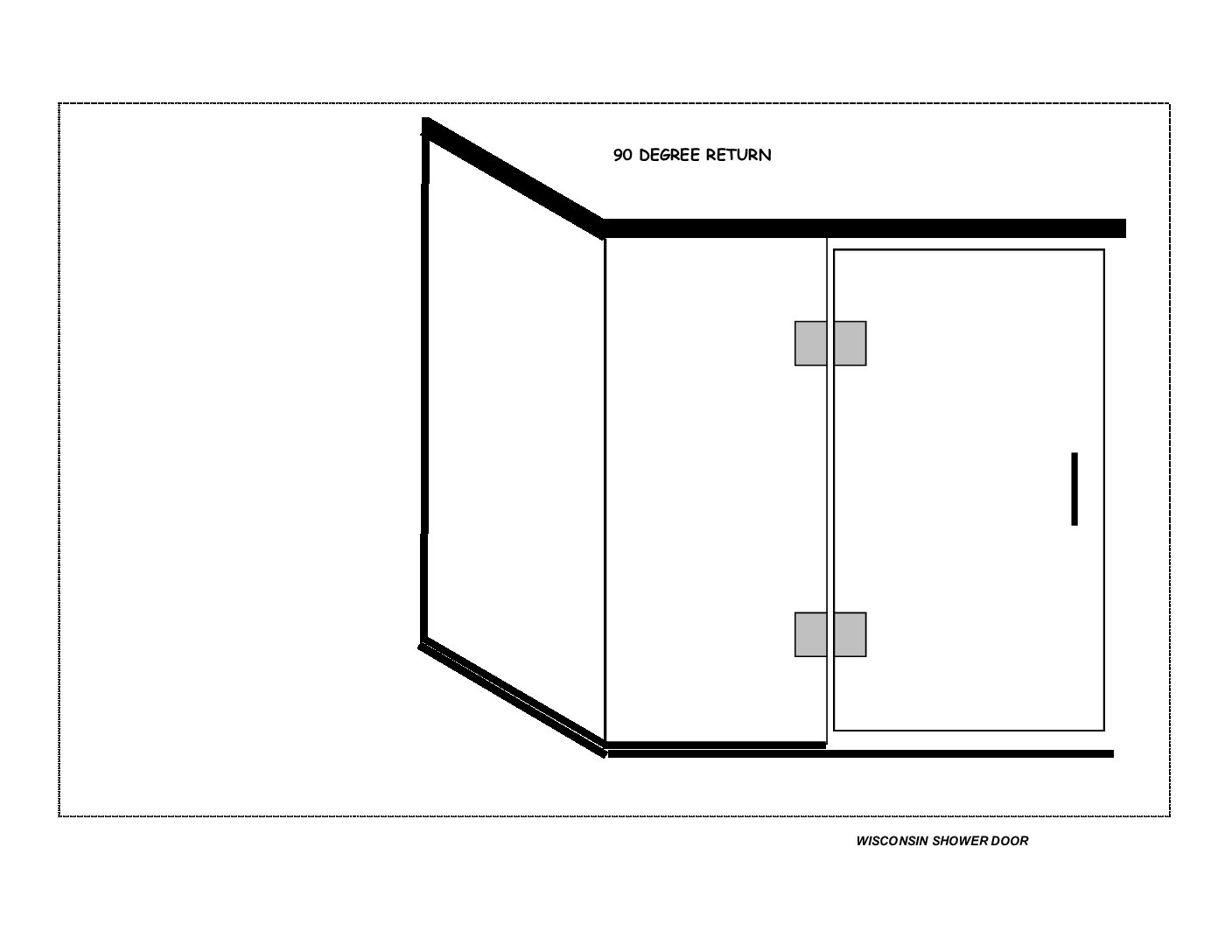 Shower door enclosure Return, Panel and Door (HL) w/Header & Curb