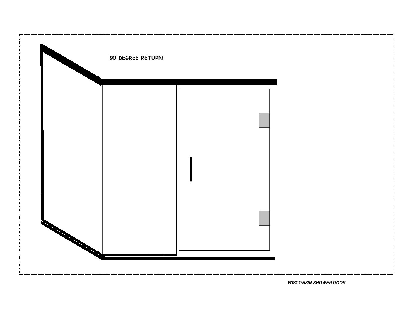 Shower door enclosure Return, Panel and Door (HR) w/Header & Curb